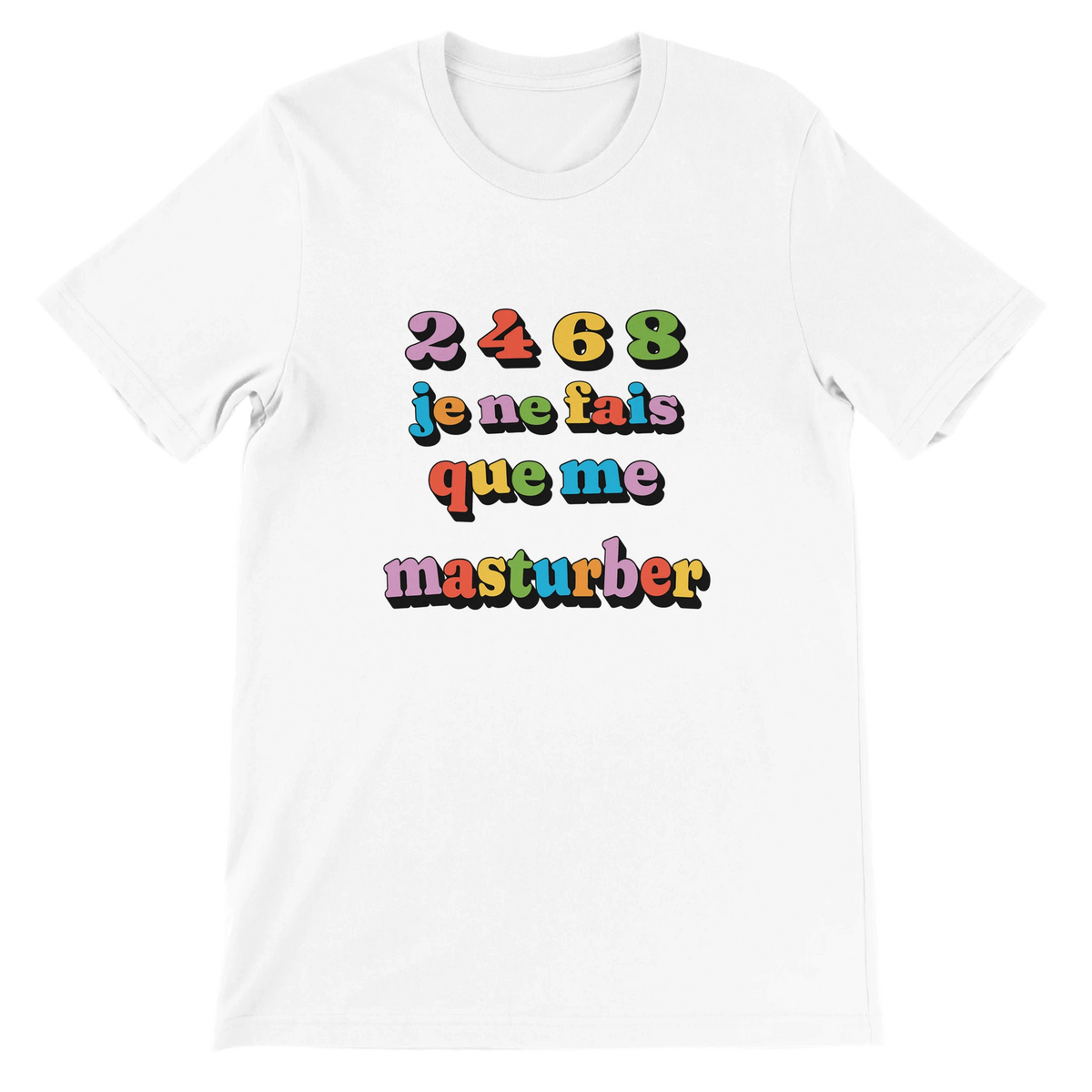 T-shirt « Je ne fais que me masturber » blanc, devant