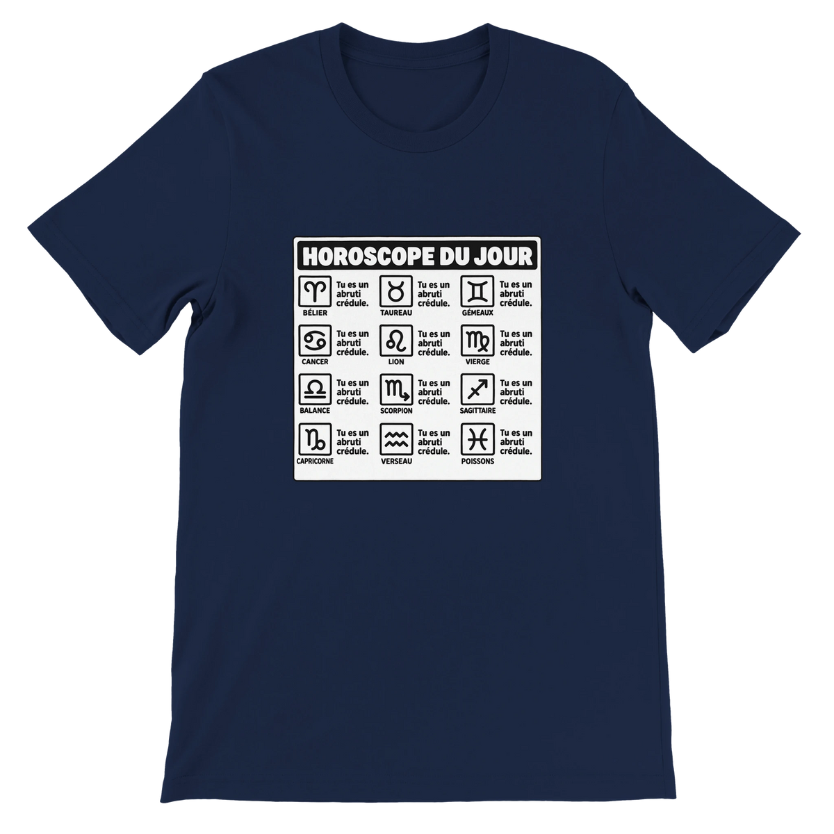 T-shirt « Horoscope du jour » bleu marine, devant