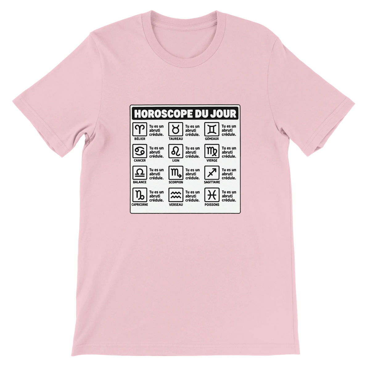 T-shirt « Horoscope du jour » rose, devant