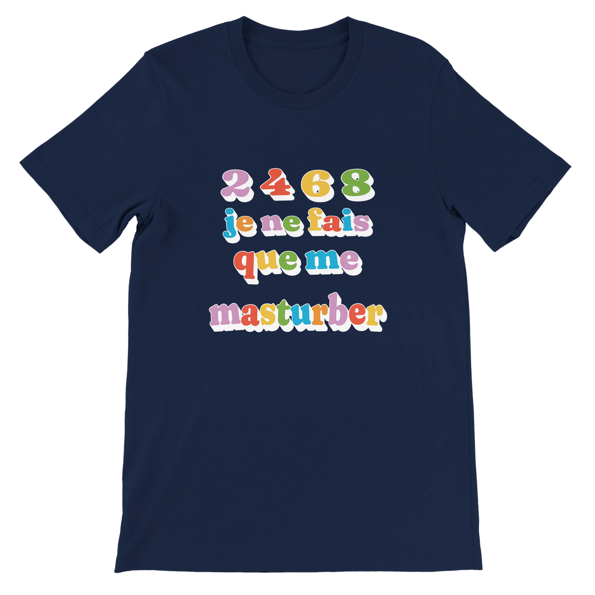T-shirt « Je ne fais que me masturber » bleu marine, devant
