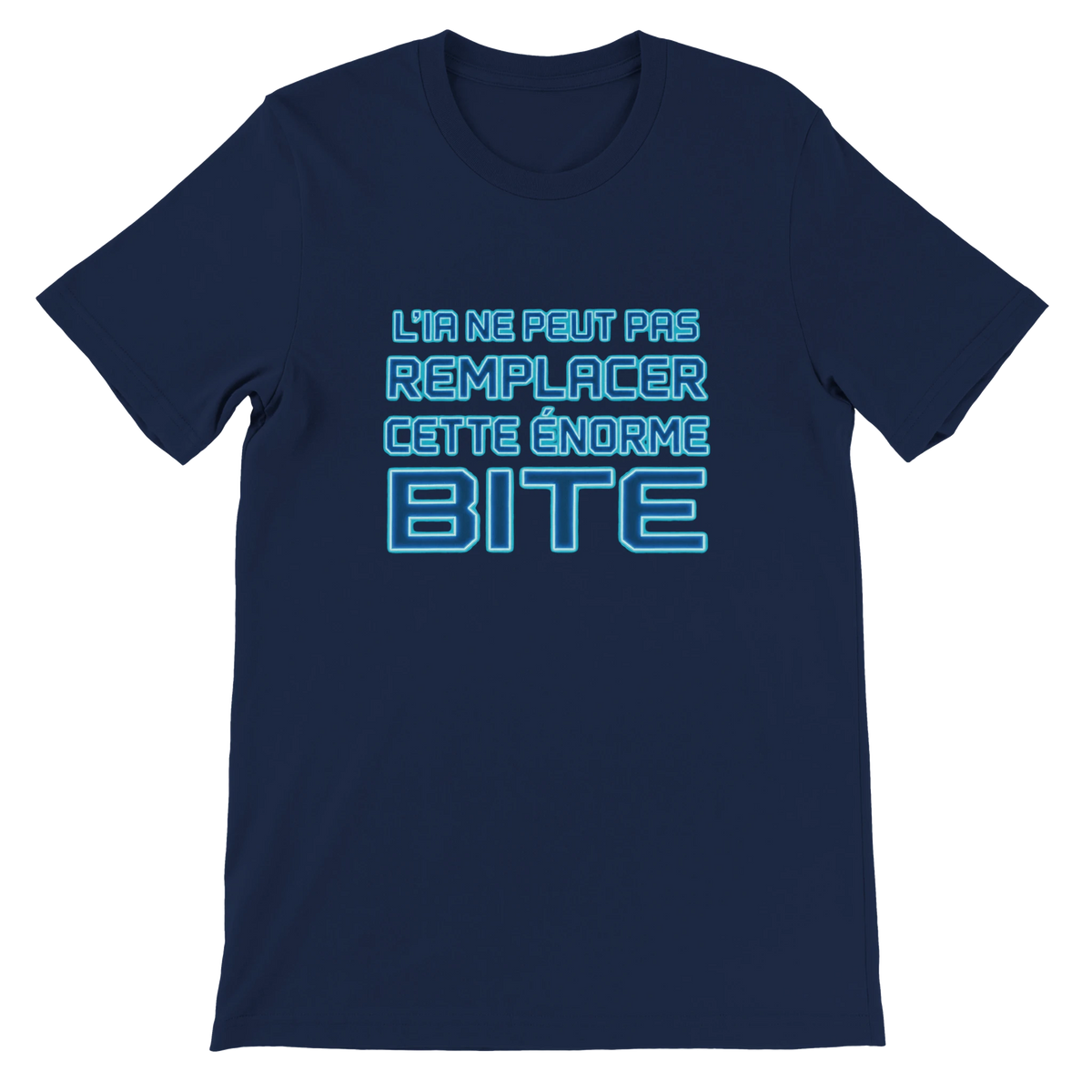 T-shirt « L’IA ne peut pas remplacer cette énorme bite » bleu marine, devant