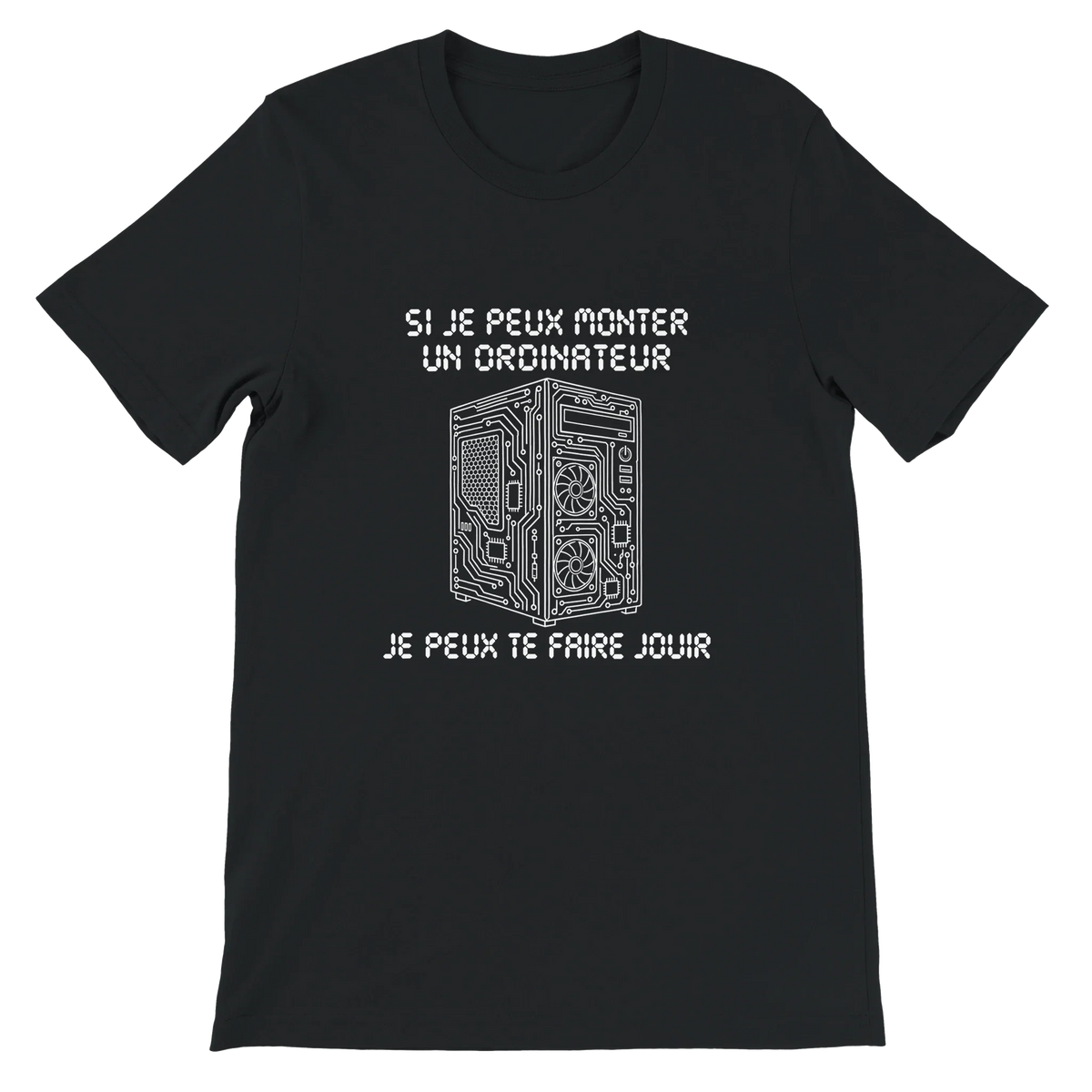 T-shirt « Si je peux monter un ordinateur » noir, devant