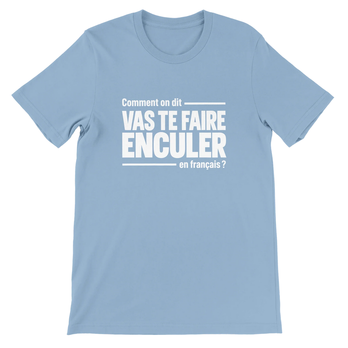 T-shirt « Comment on dit en français ? » bleu ciel, devant