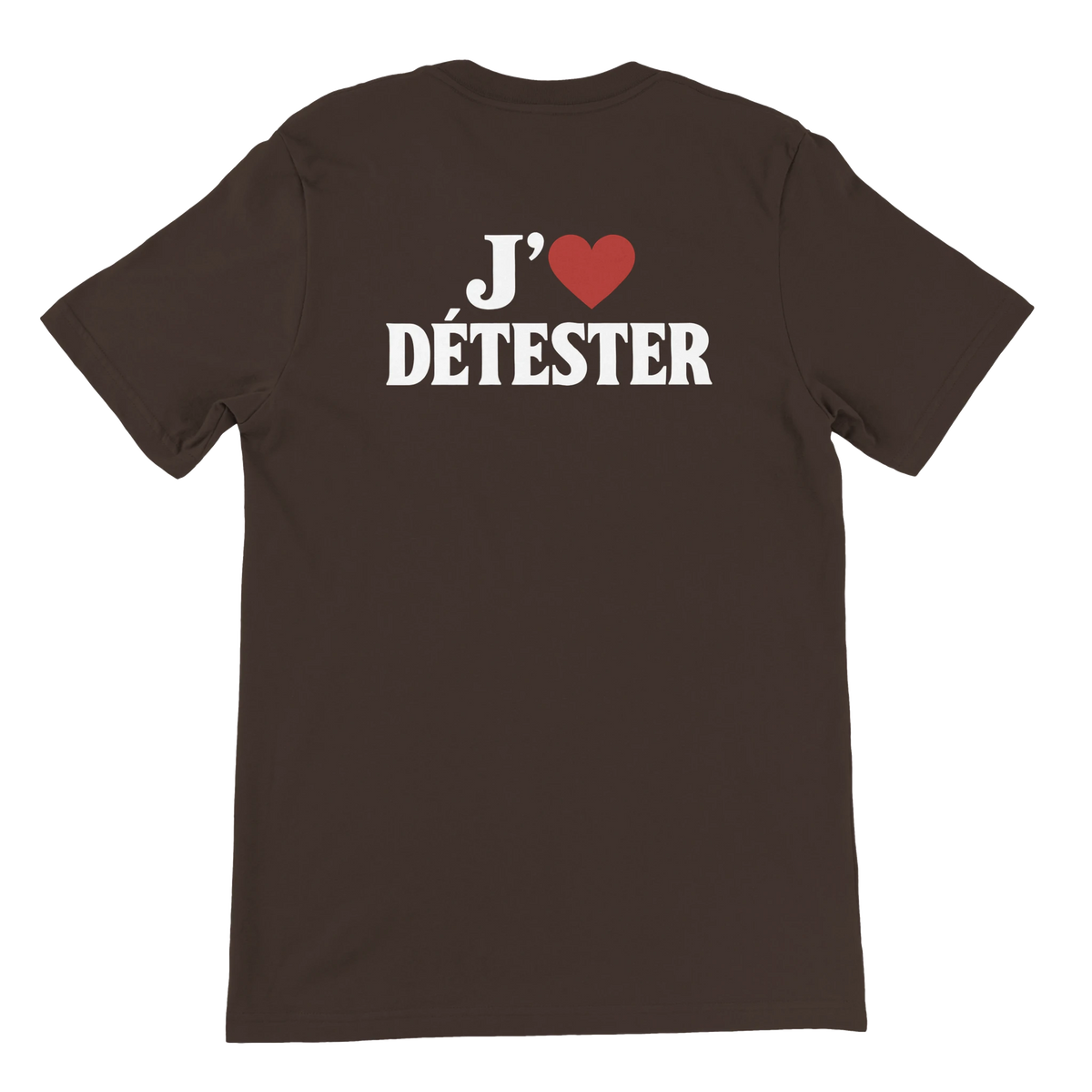 T-shirt « J’aime détester » marron, dos