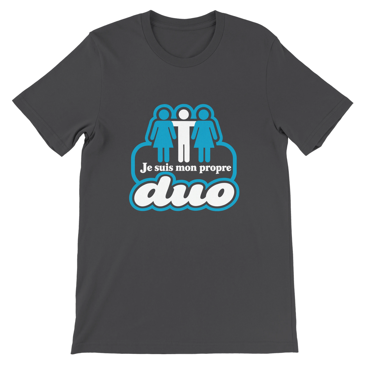 T-shirt « Je suis mon propre duo » gris foncé, devant