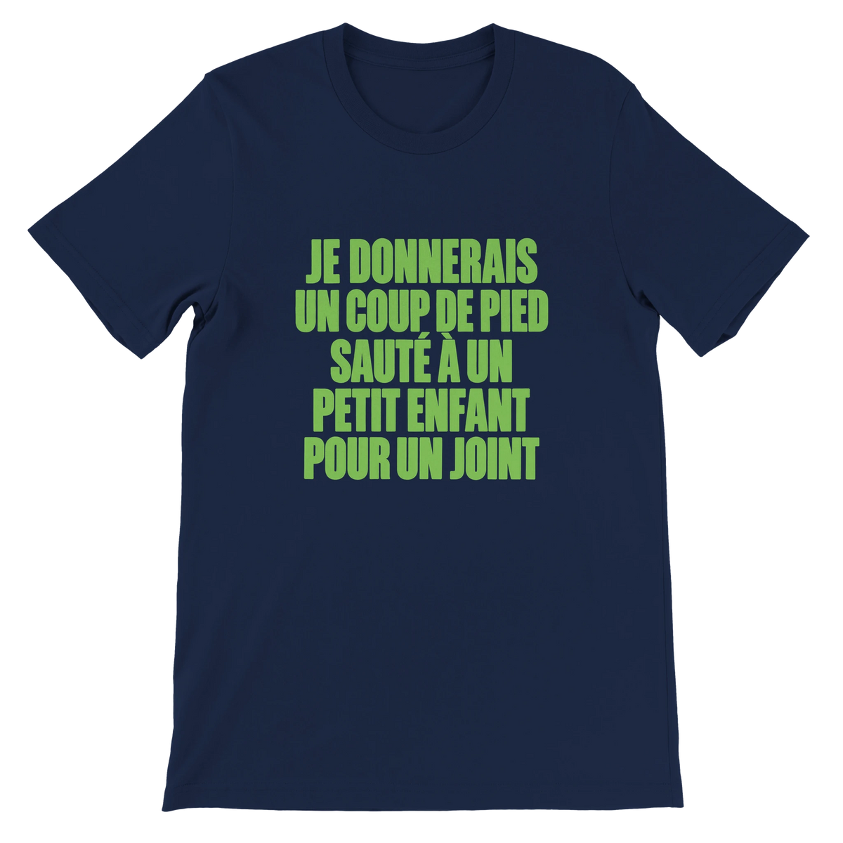 T-shirt « Je donnerais un coup de pied sauté » bleu marine, devant