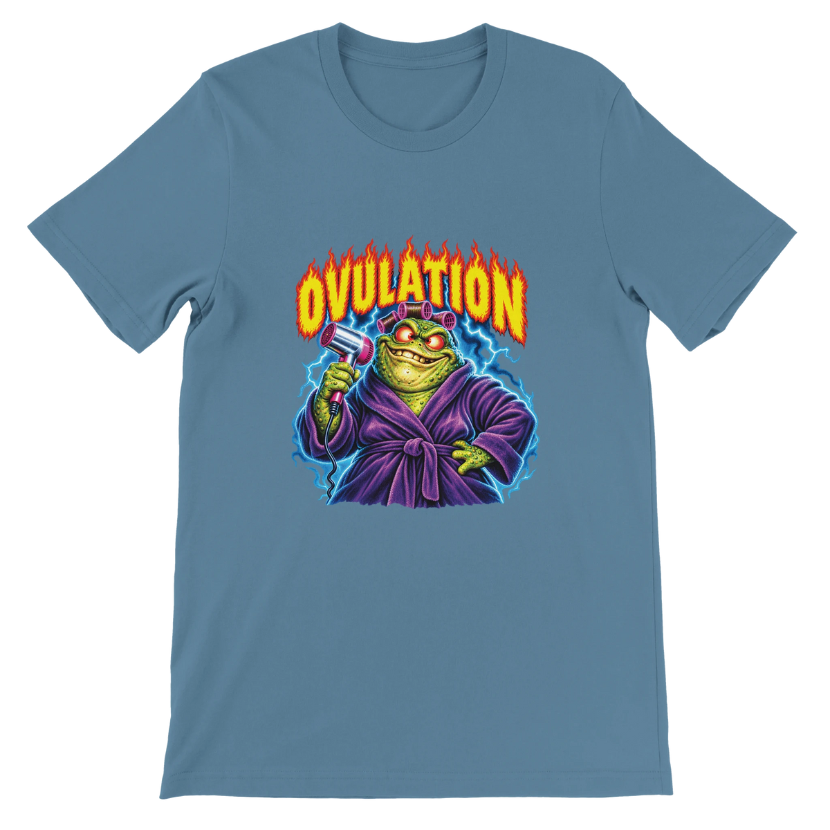 T-shirt « Ovulation » bleu acier, devant