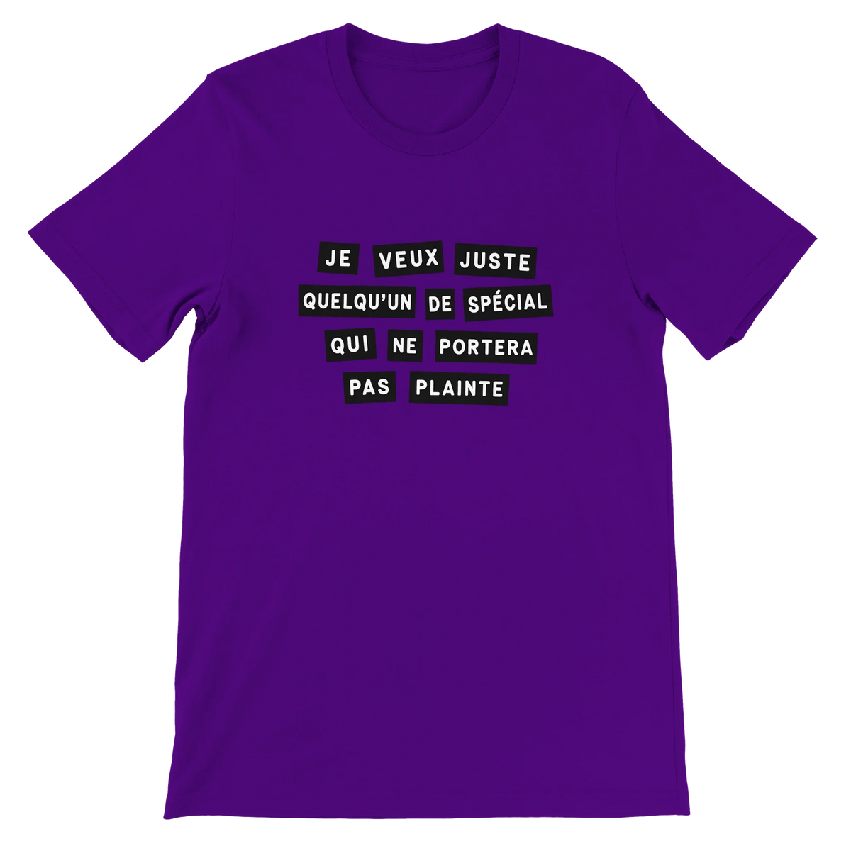 T-shirt « Je veux juste quelqu’un de spécial » violet, devant
