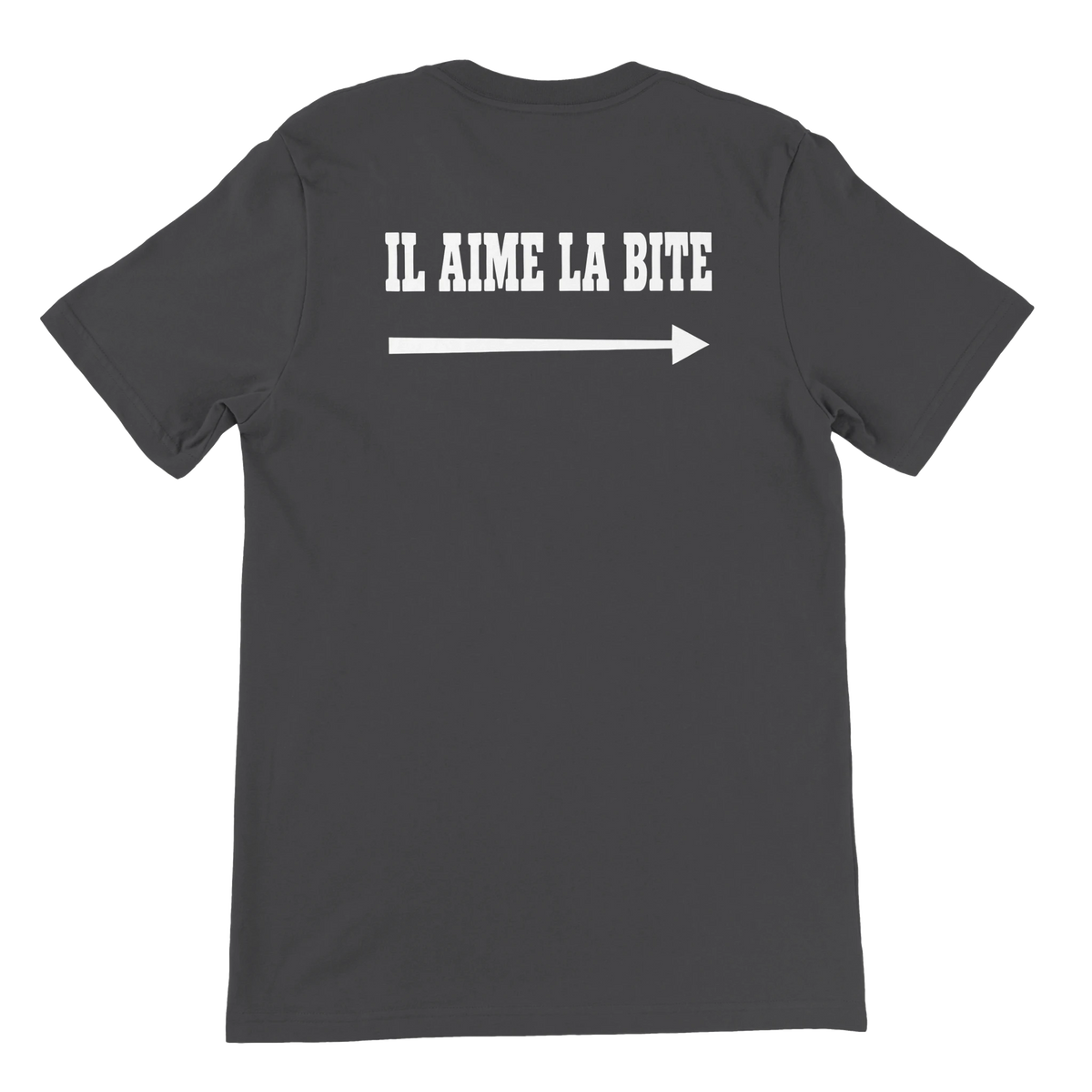 T-shirt « Il aime la bite » gris foncé, dos