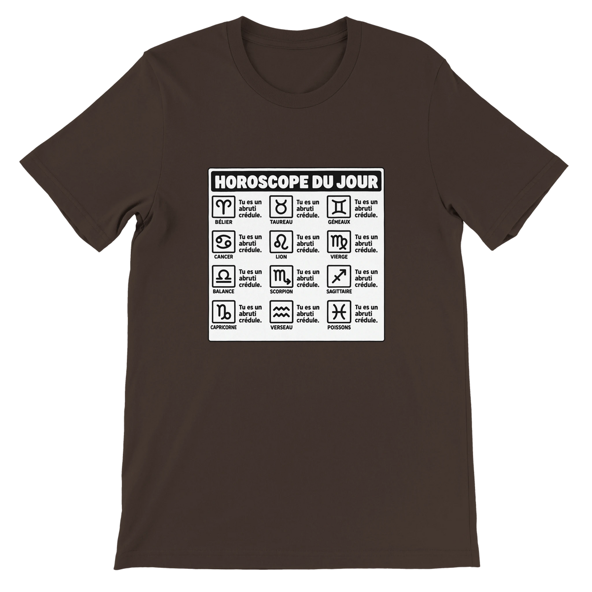 T-shirt « Horoscope du jour » marron, devant