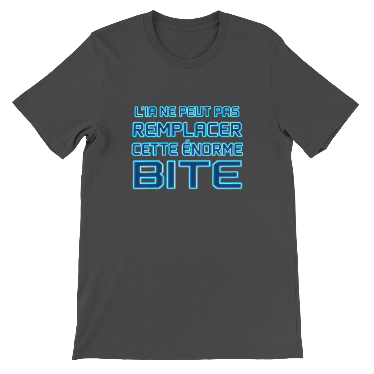T-shirt « L’IA ne peut pas remplacer cette énorme bite » gris foncé, devant