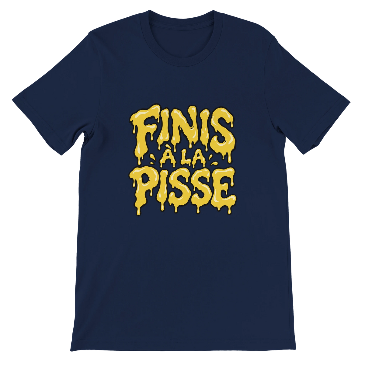 T-shirt « Finis à la pisse » bleu marine, devant