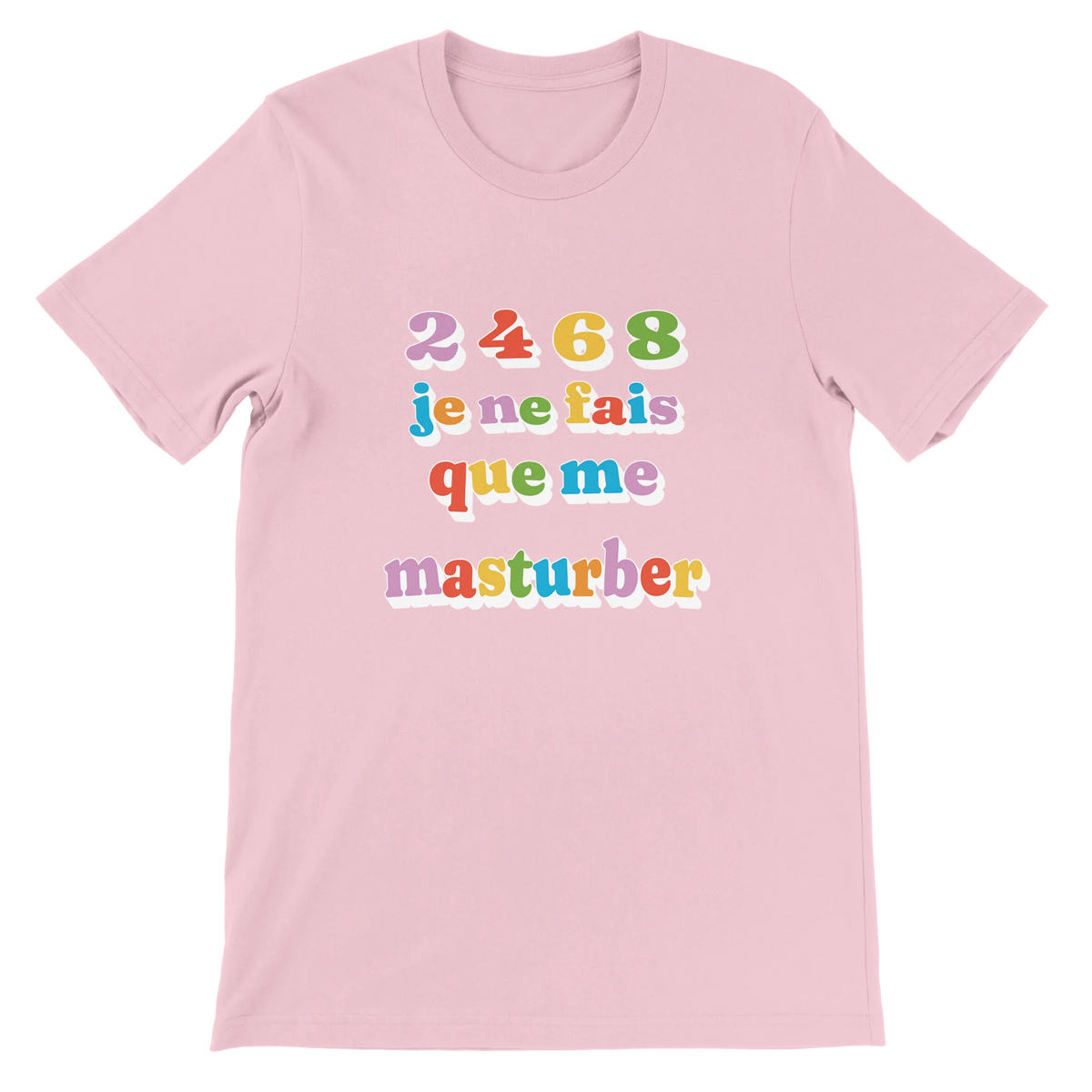 T-shirt « Je ne fais que me masturber » rose, devant