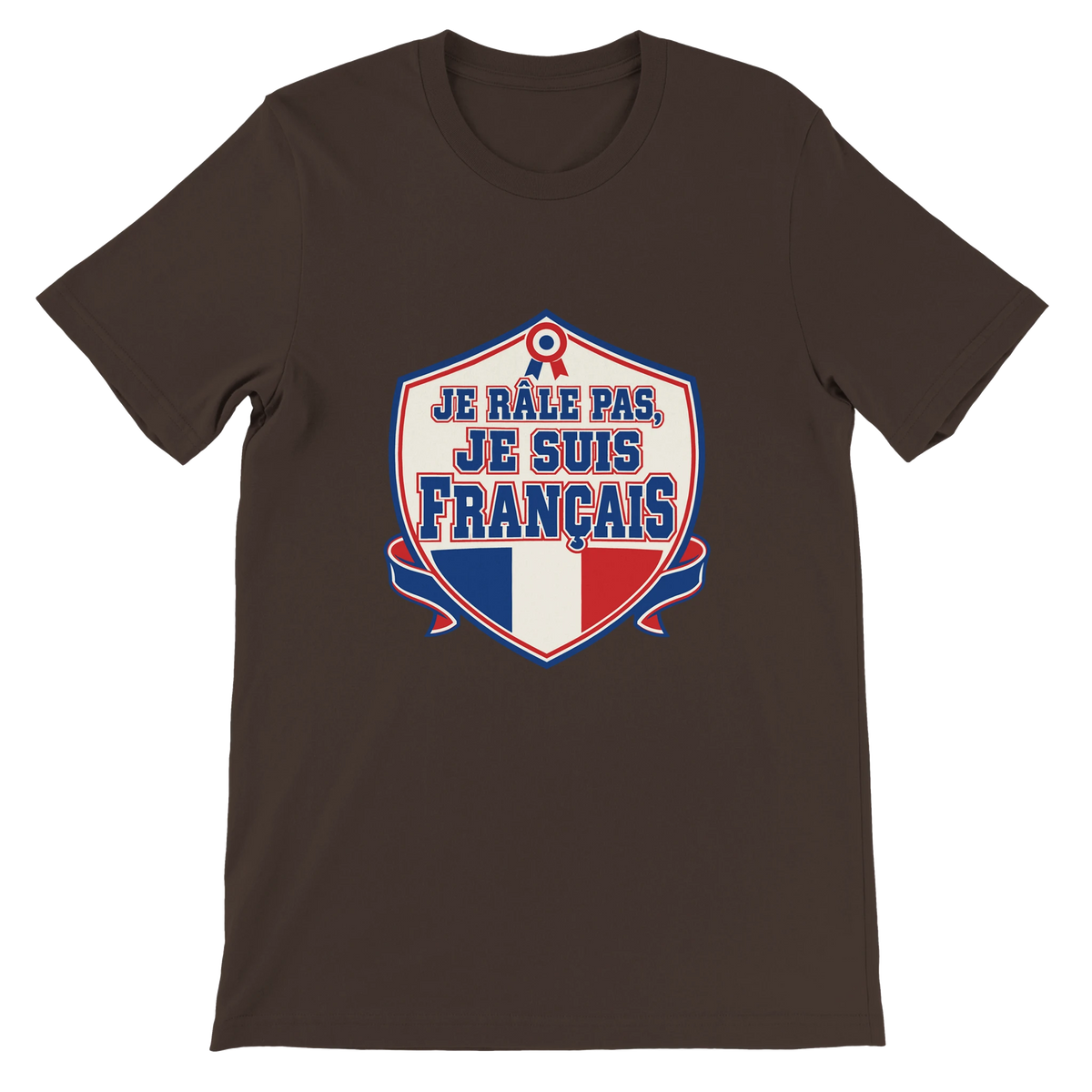 T-shirt « Je râle pas, je suis français » marron, devant