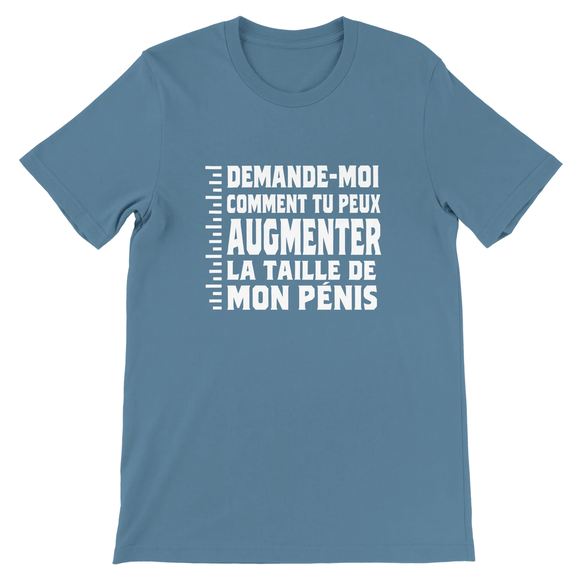 T-shirt « Demande-moi comment » bleu acier, devant