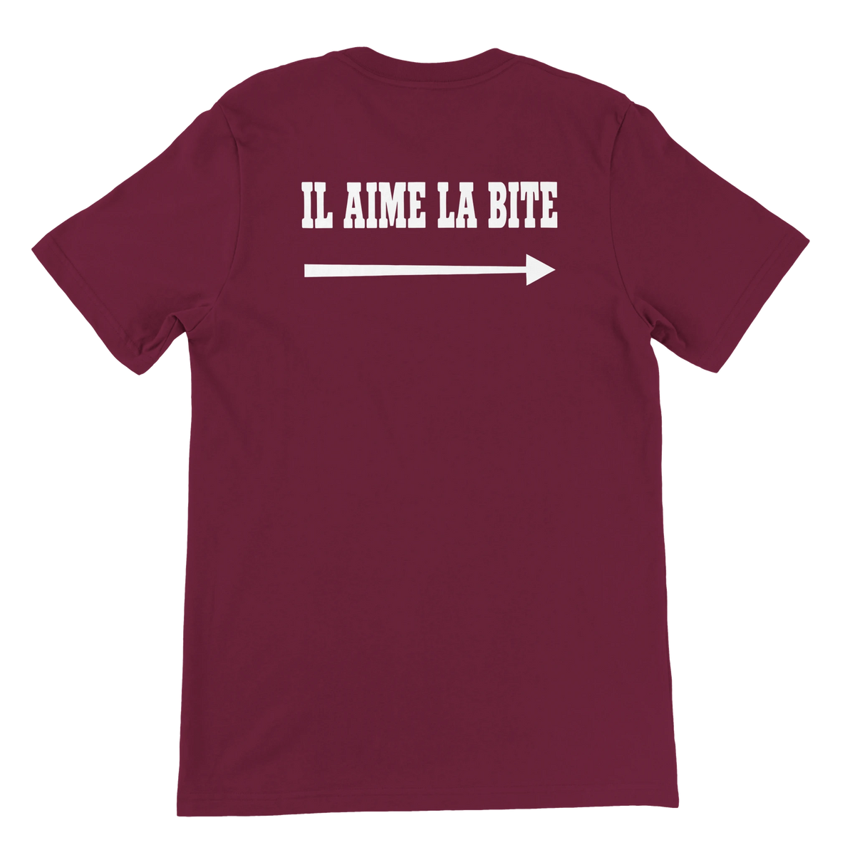 T-shirt « Il aime la bite » bordeaux, dos