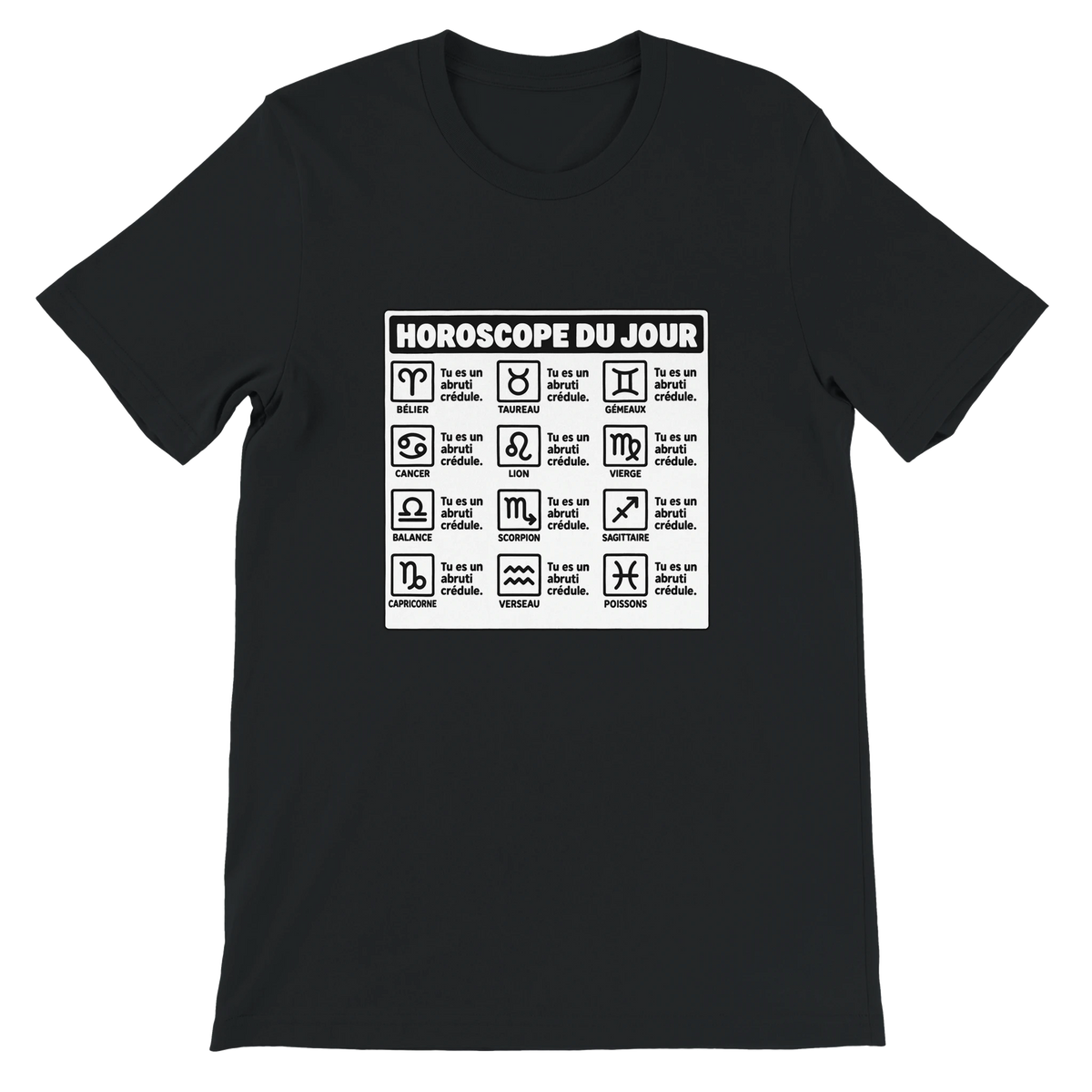 T-shirt « Horoscope du jour » noir, devant