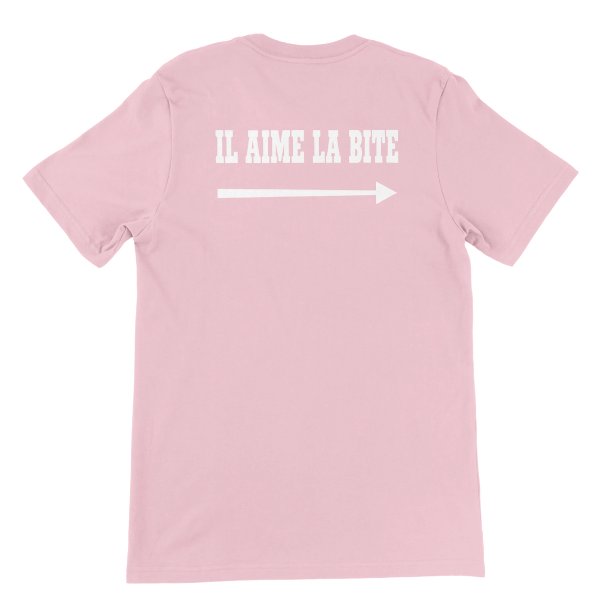 T-shirt « Il aime la bite » rose, dos