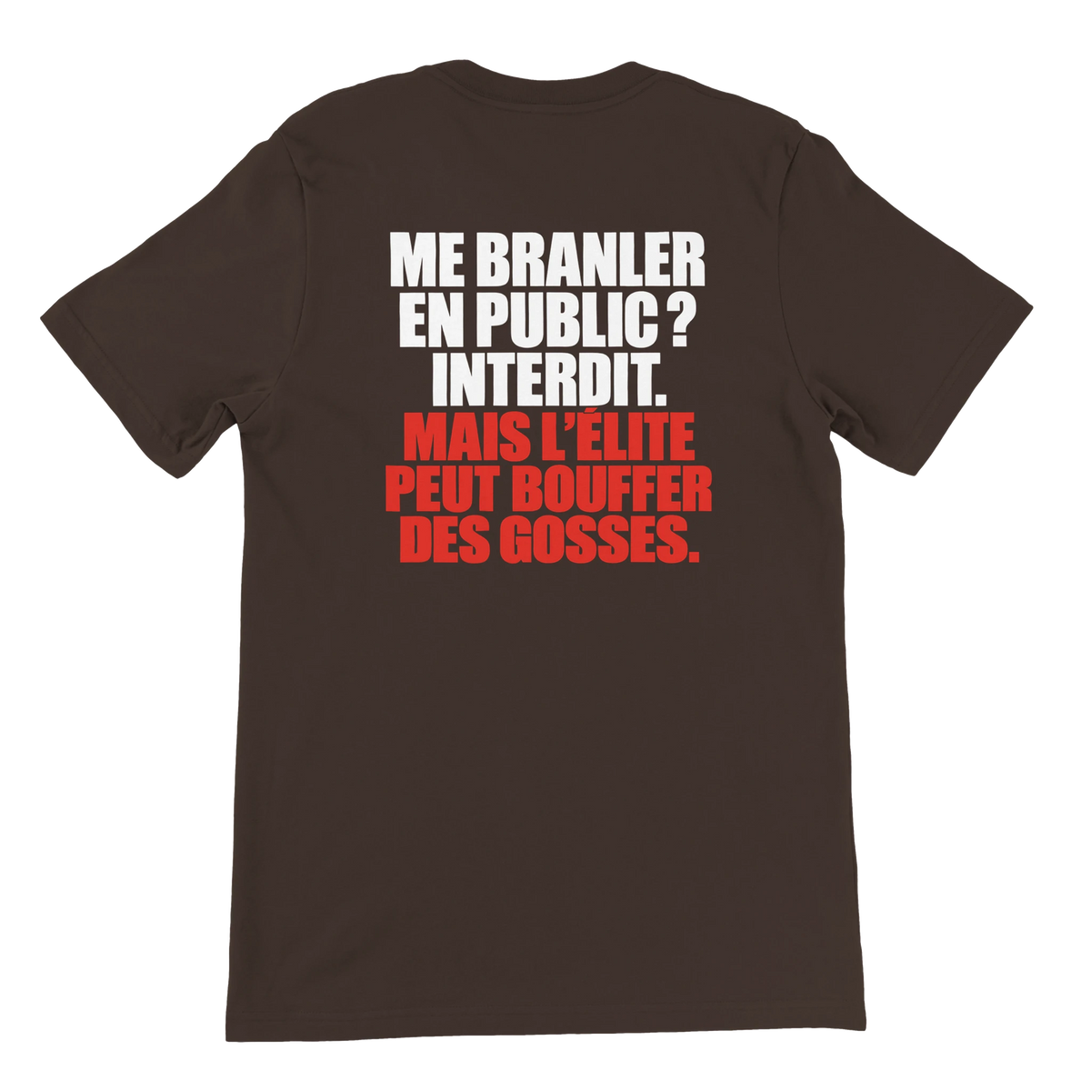 T-shirt « Me branler en public ? Interdit. » marron, dos