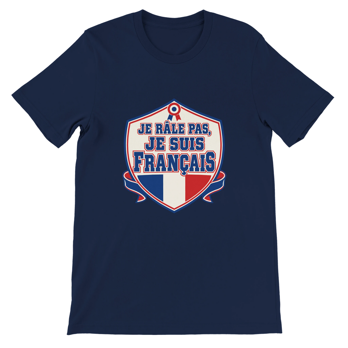T-shirt « Je râle pas, je suis français » bleu marine, devant