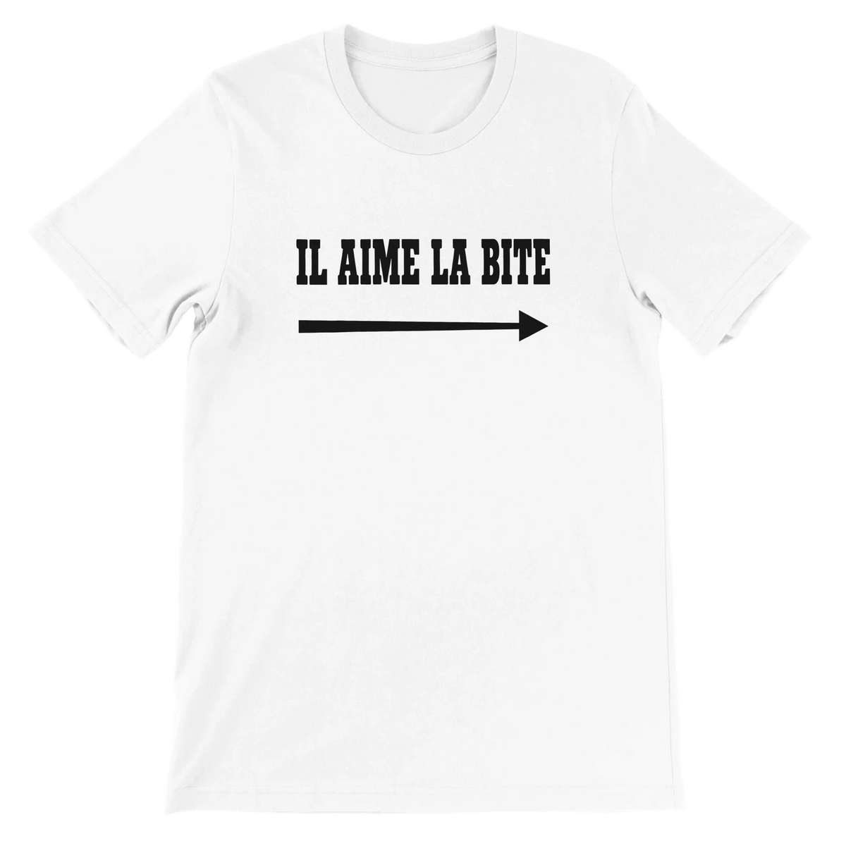 T-shirt « Il aime la bite » blanc, devant