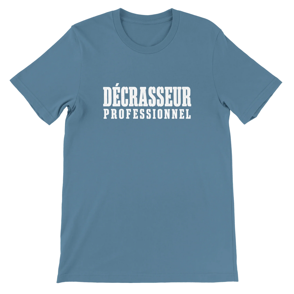 T-shirt « Décrasseur professionnel » bleu acier, devant