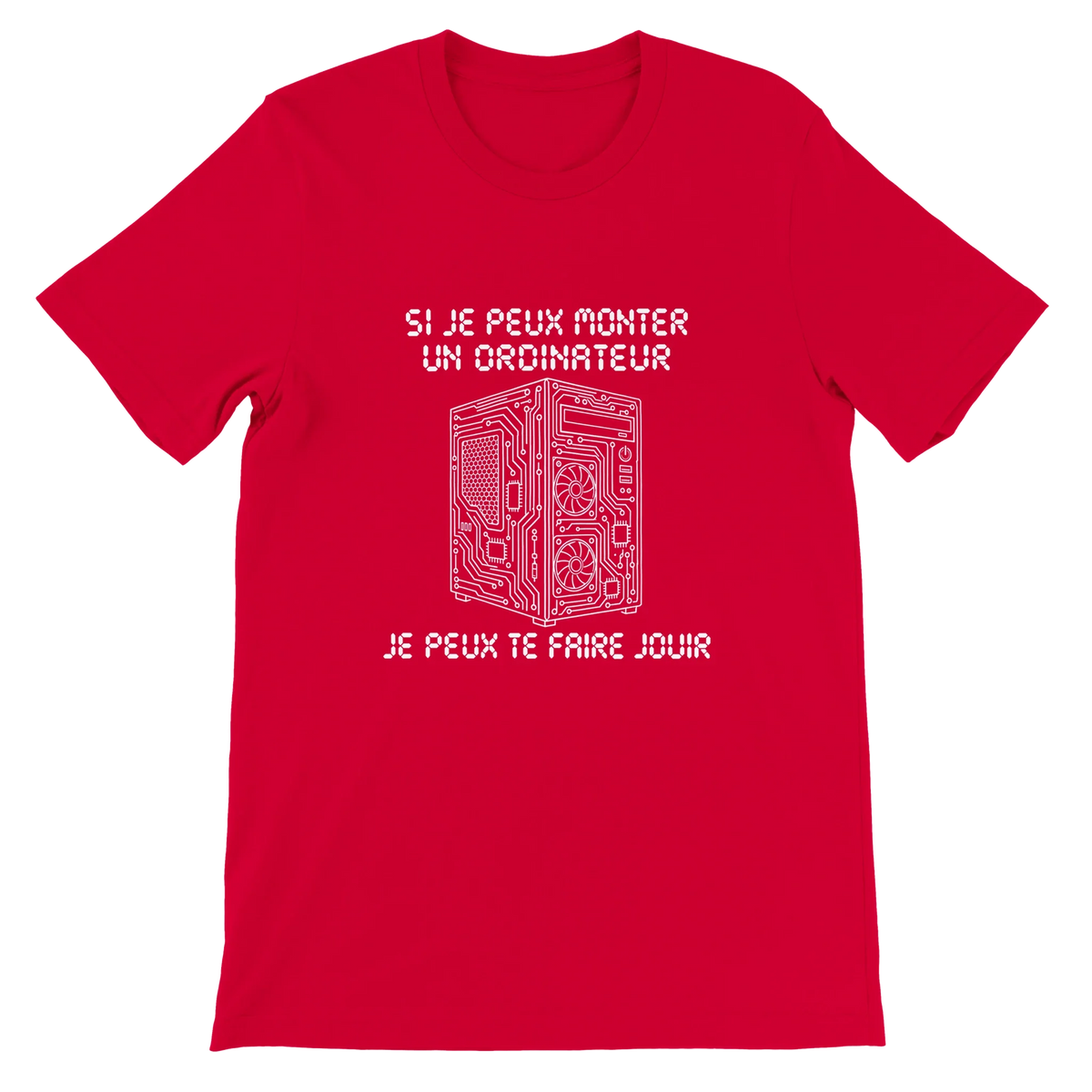 T-shirt « Si je peux monter un ordinateur » rouge, devant