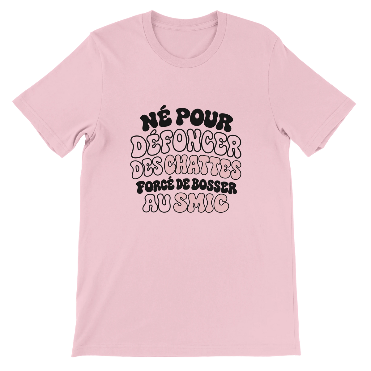 T-shirt « Né pour défoncer des chattes » rose, devant