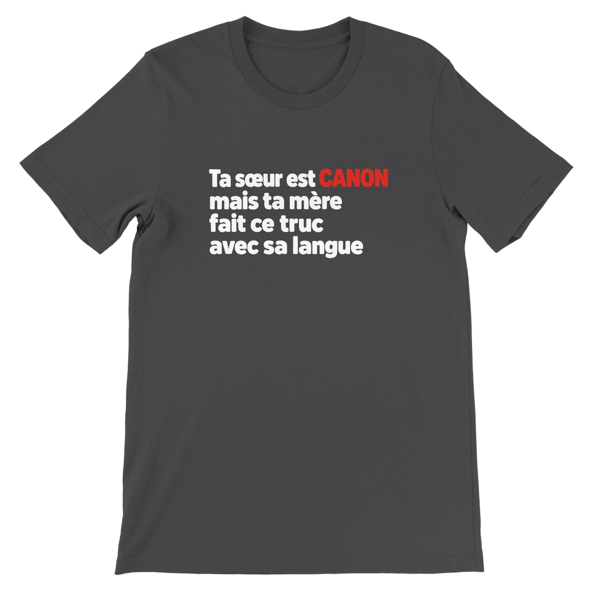 T-shirt « Ta sœur est canon » gris foncé, devant