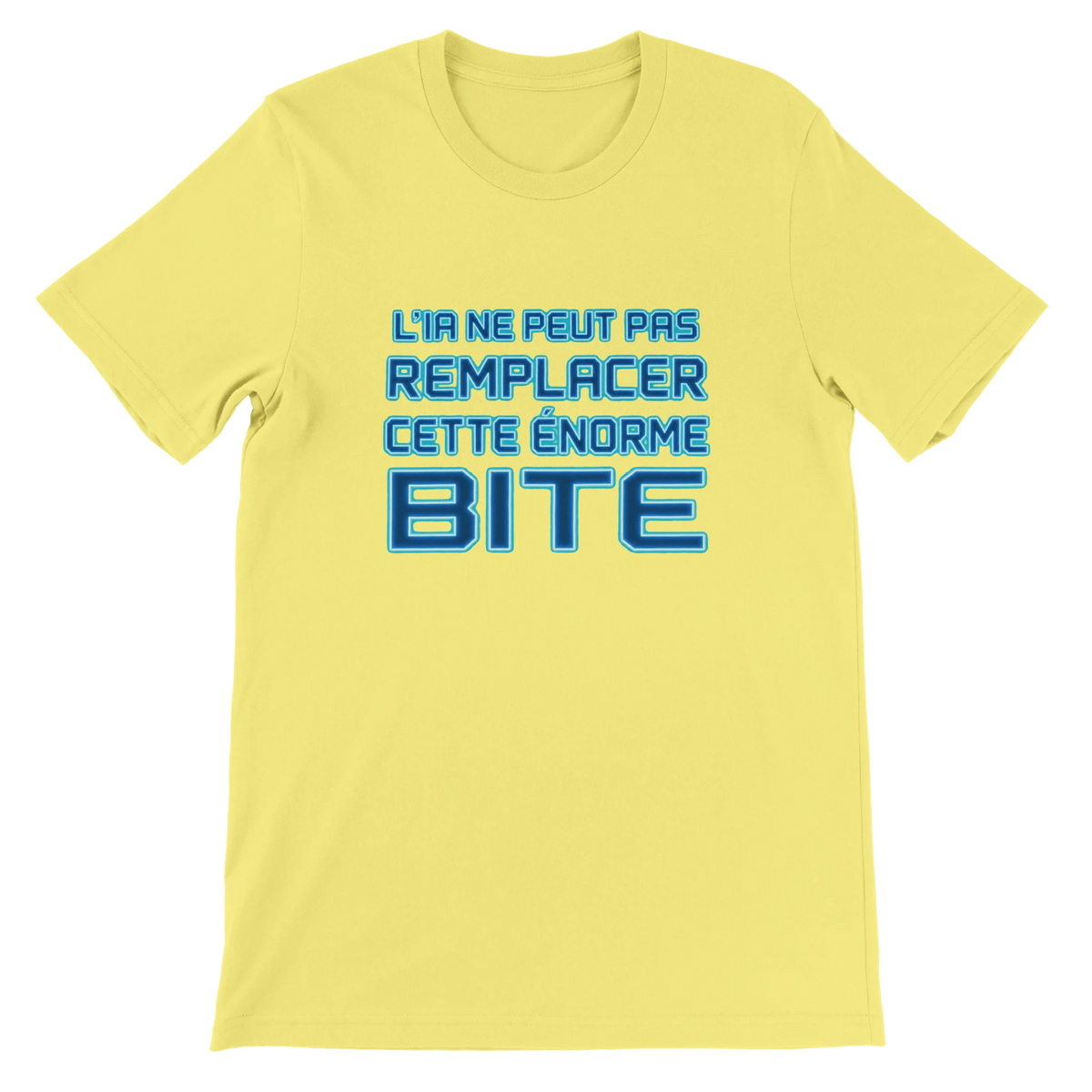 T-shirt « L’IA ne peut pas remplacer cette énorme bite » jaune, devant