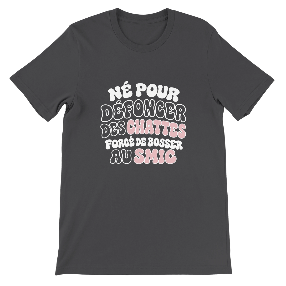 T-shirt « Né pour défoncer des chattes » gris foncé, devant