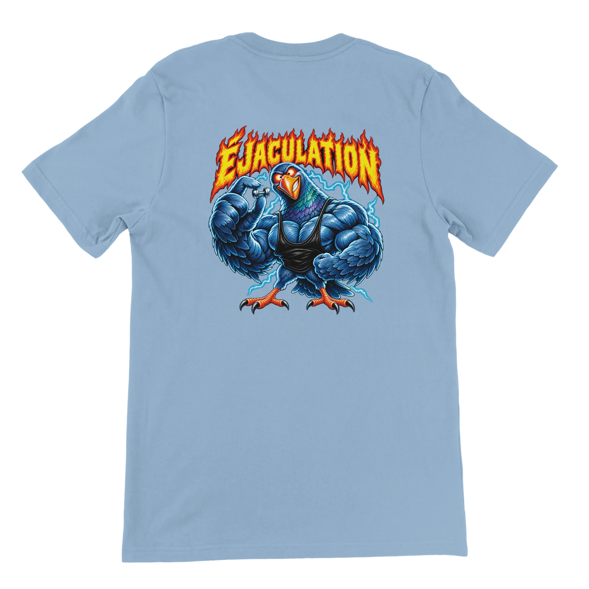 T-shirt « Éjaculation » bleu ciel, dos