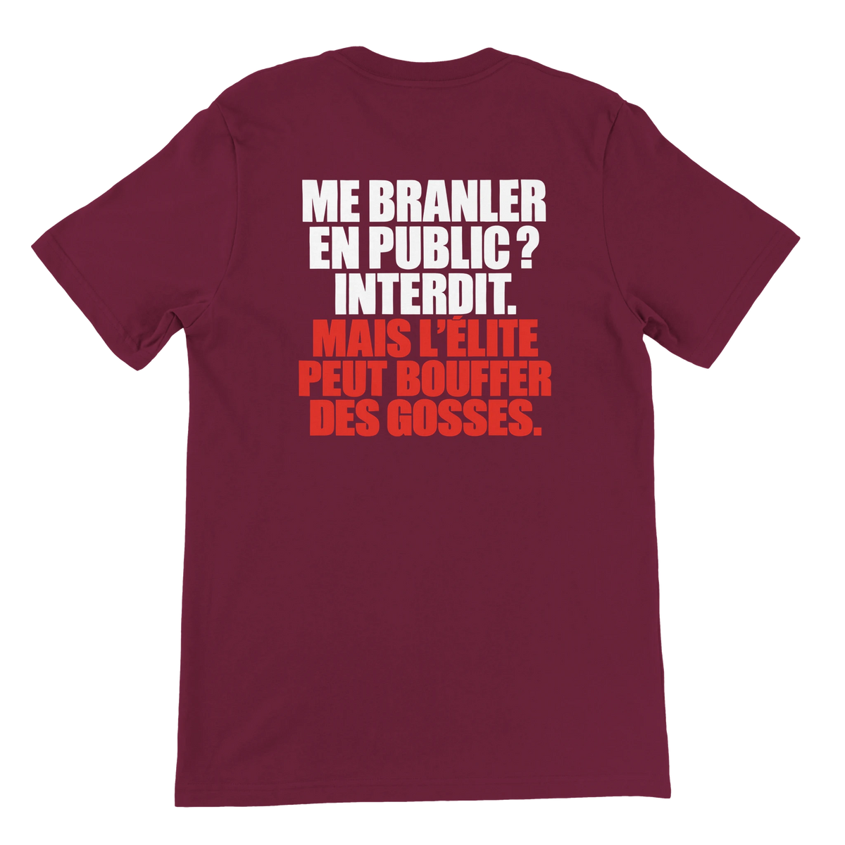 T-shirt « Me branler en public ? Interdit. » bordeaux, dos