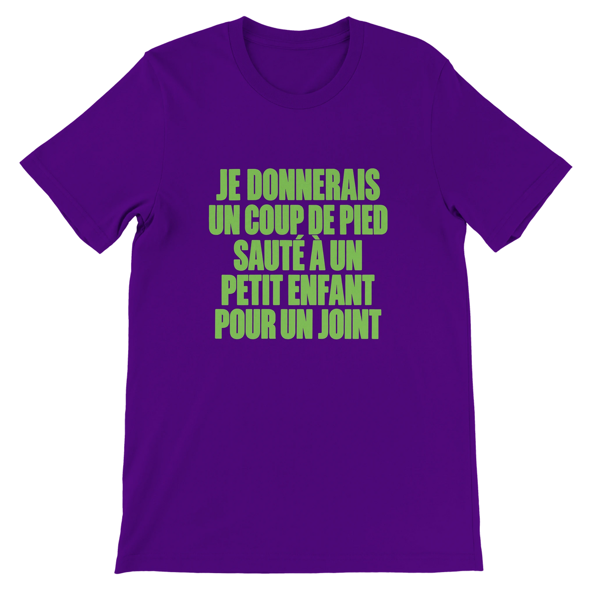 T-shirt « Je donnerais un coup de pied sauté » violet, devant