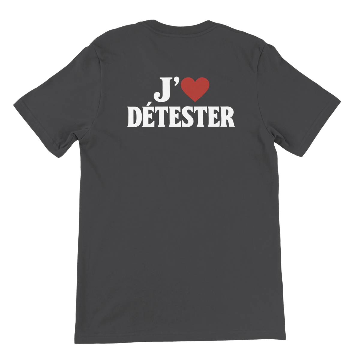 T-shirt « J’aime détester » gris foncé, dos