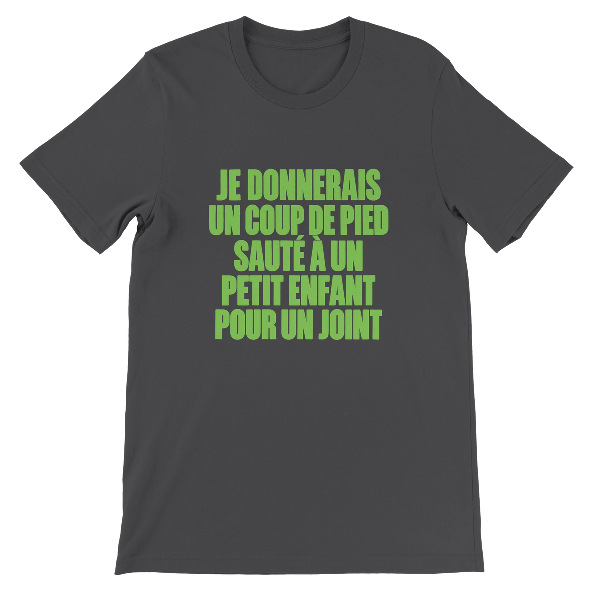 T-shirt « Je donnerais un coup de pied sauté » gris foncé, devant