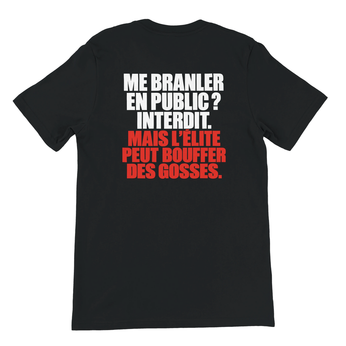 T-shirt « Me branler en public ? Interdit. » noir, dos