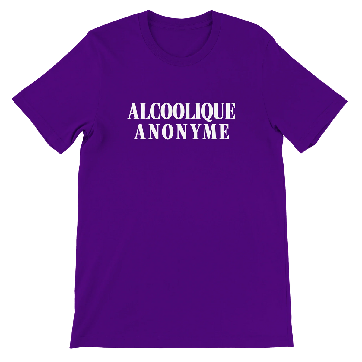 T-shirt « Alcoolique anonyme » violet, devant