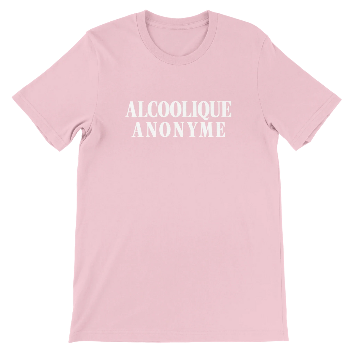 T-shirt « Alcoolique anonyme » rose, devant