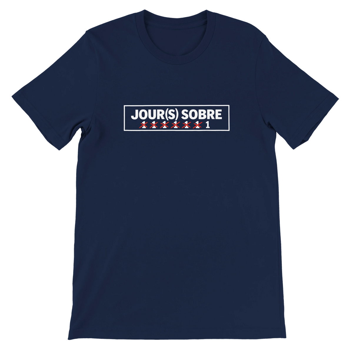 T-shirt « Jour(s) sobre » bleu marine, devant