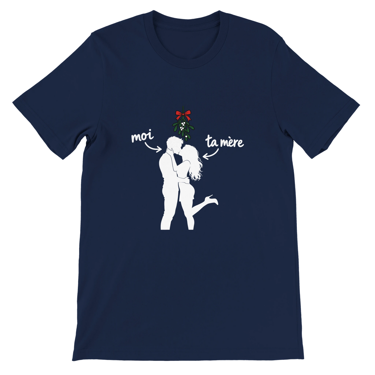 T-shirt « Moi et ta mère sous le gui » bleu marine, devant