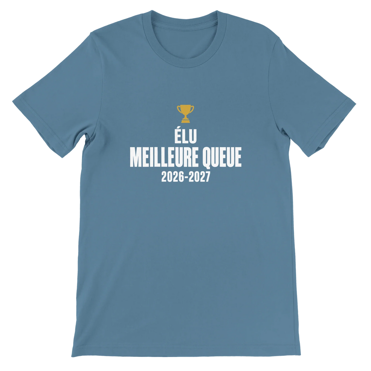 T-shirt « Élu meilleure queue » bleu acier, devant
