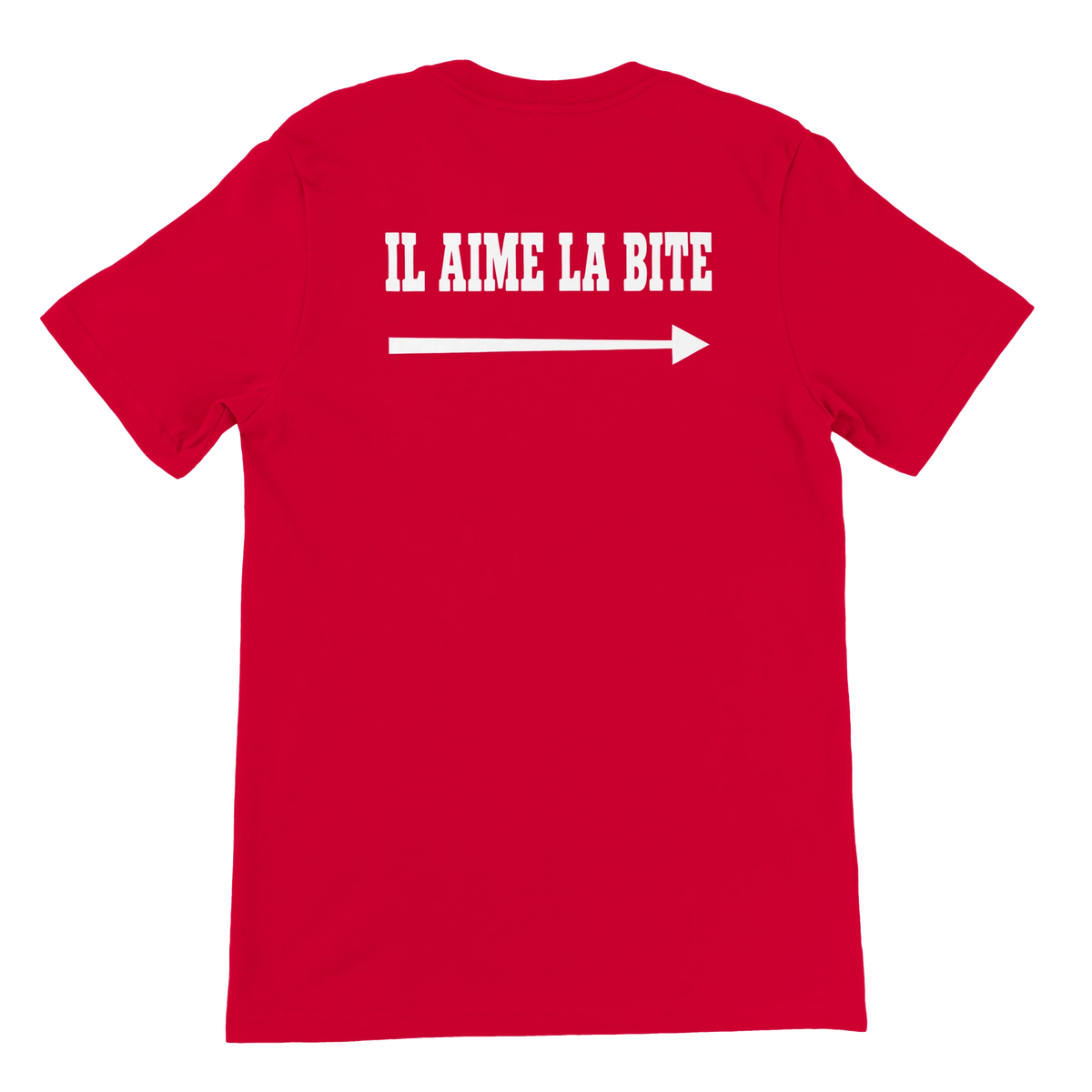 T-shirt « Il aime la bite » rouge, dos