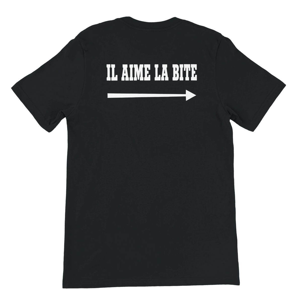 T-shirt « Il aime la bite » noir, dos