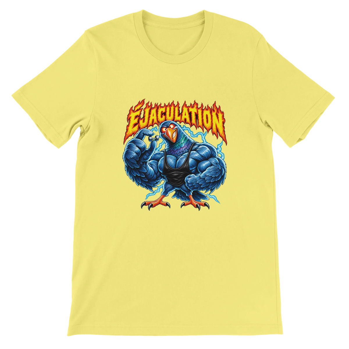 T-shirt « Éjaculation » jaune, devant