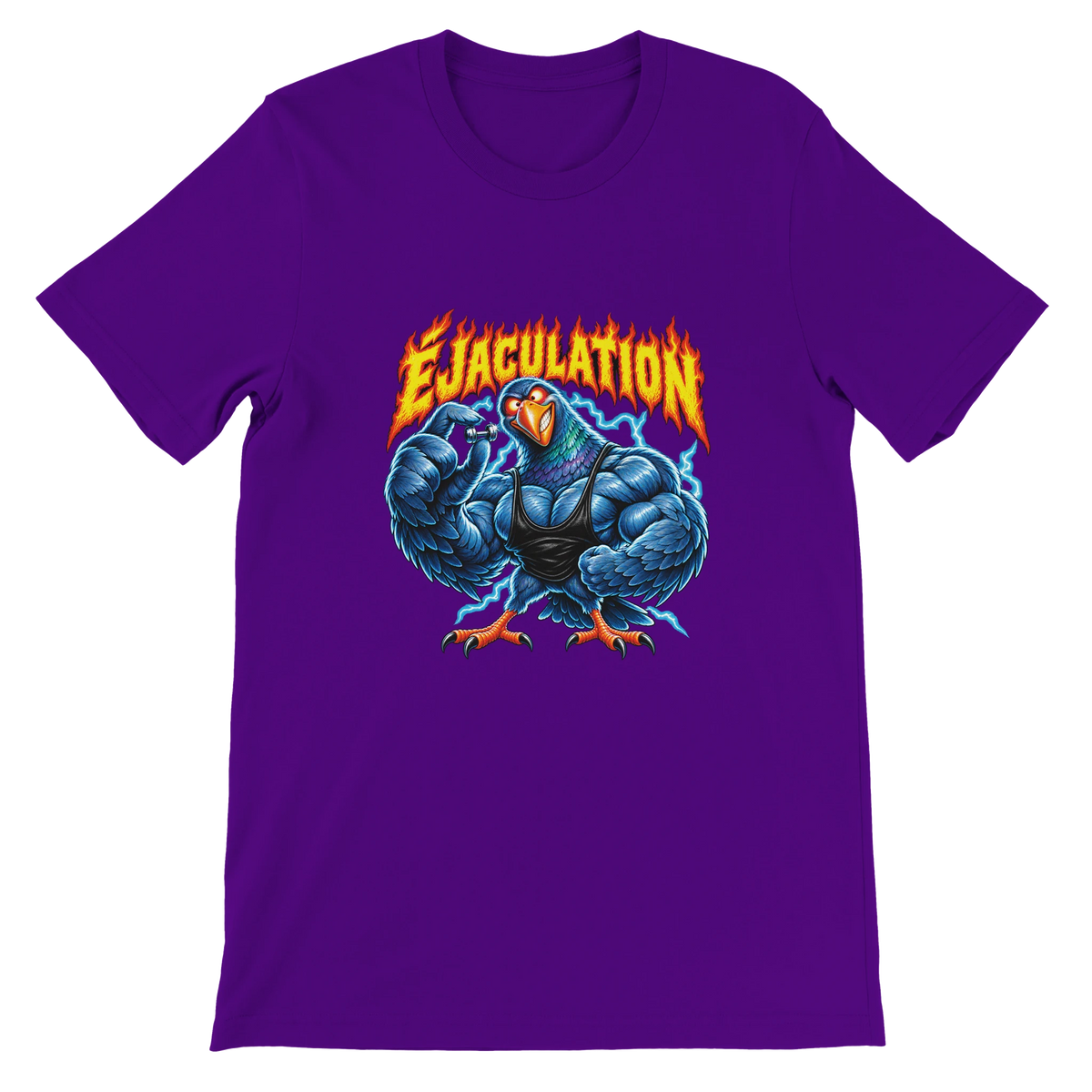 T-shirt « Éjaculation » violet, devant