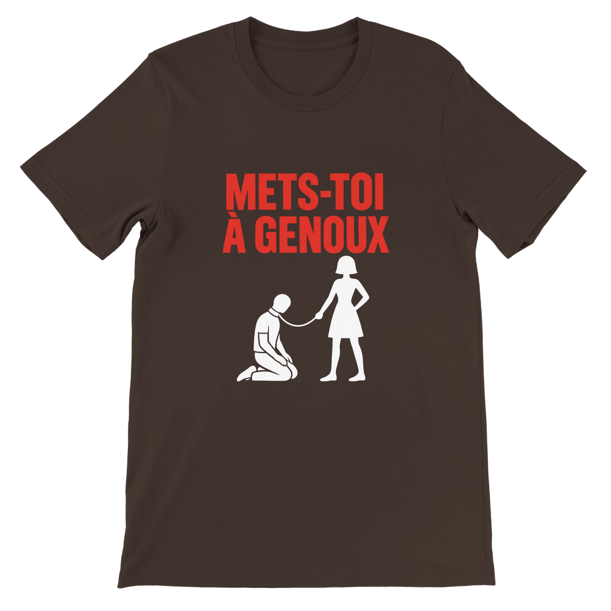 T-shirt « Mets-toi à genoux » marron, devant