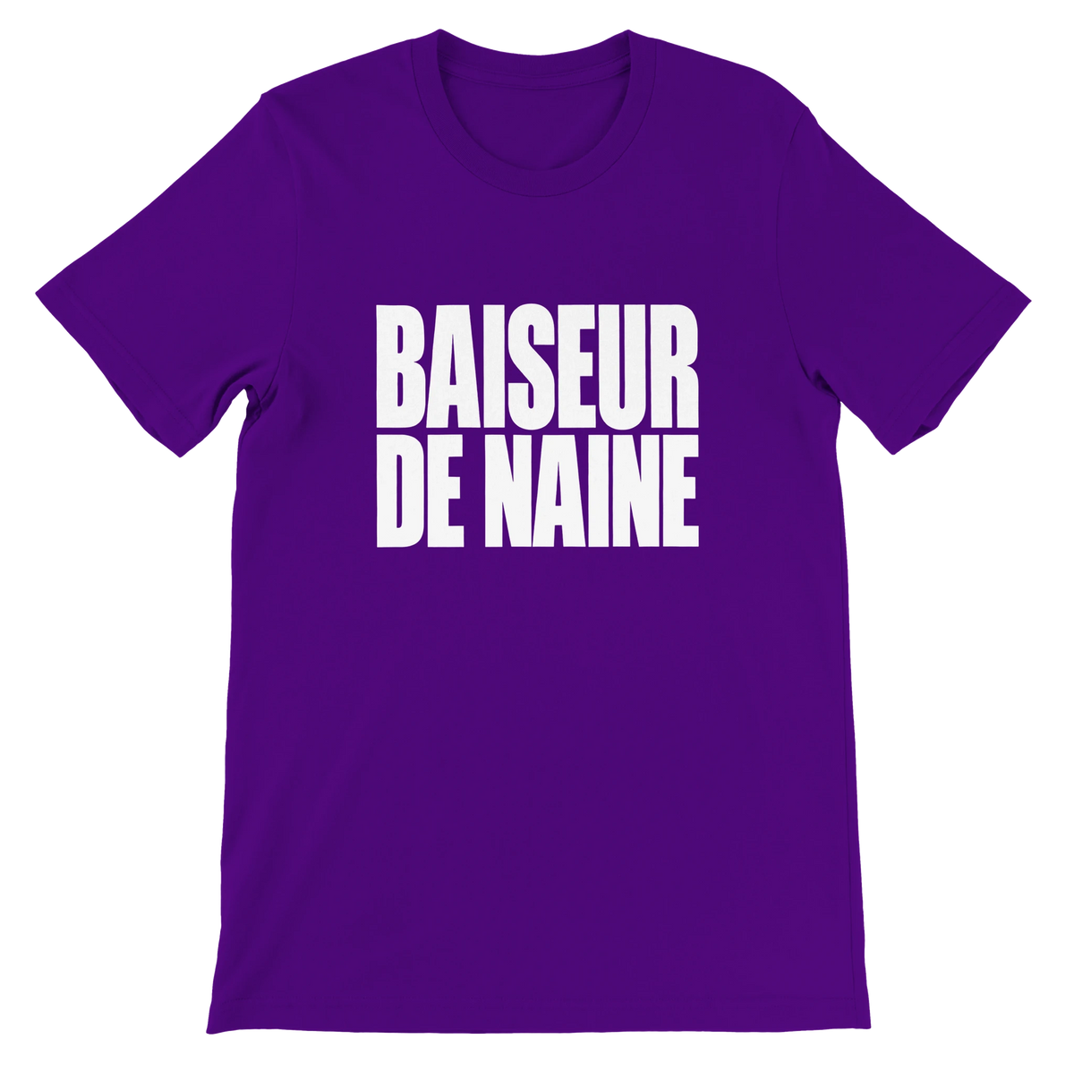 T-shirt « Baiseur de naine » violet, devant