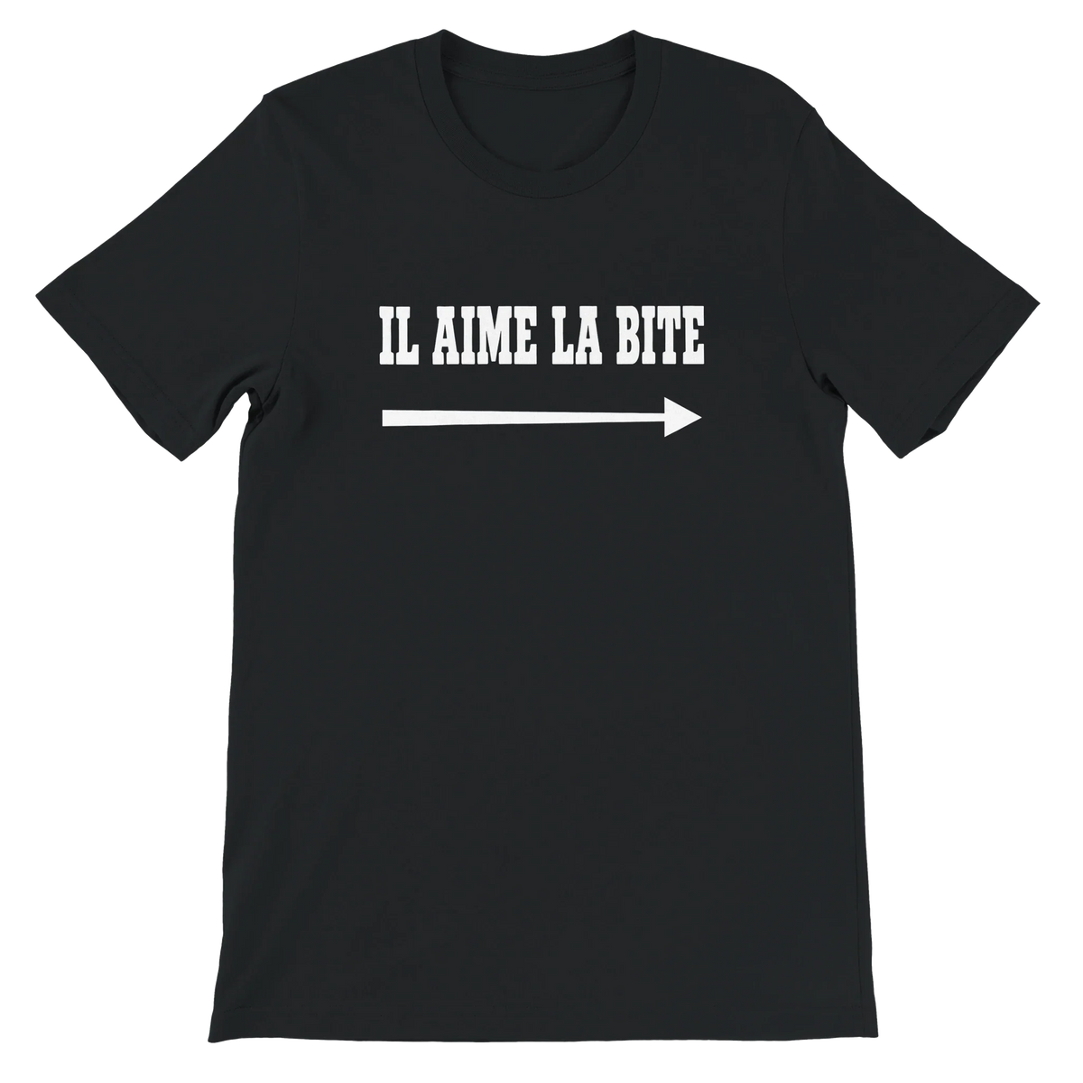 T-shirt « Il aime la bite » noir, devant
