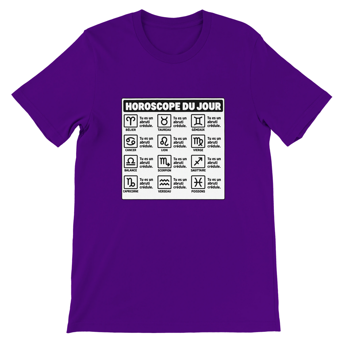 T-shirt « Horoscope du jour » violet, devant